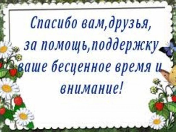 Благодарность за поддержку