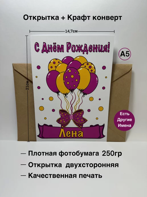 открытка с днем рождения лена